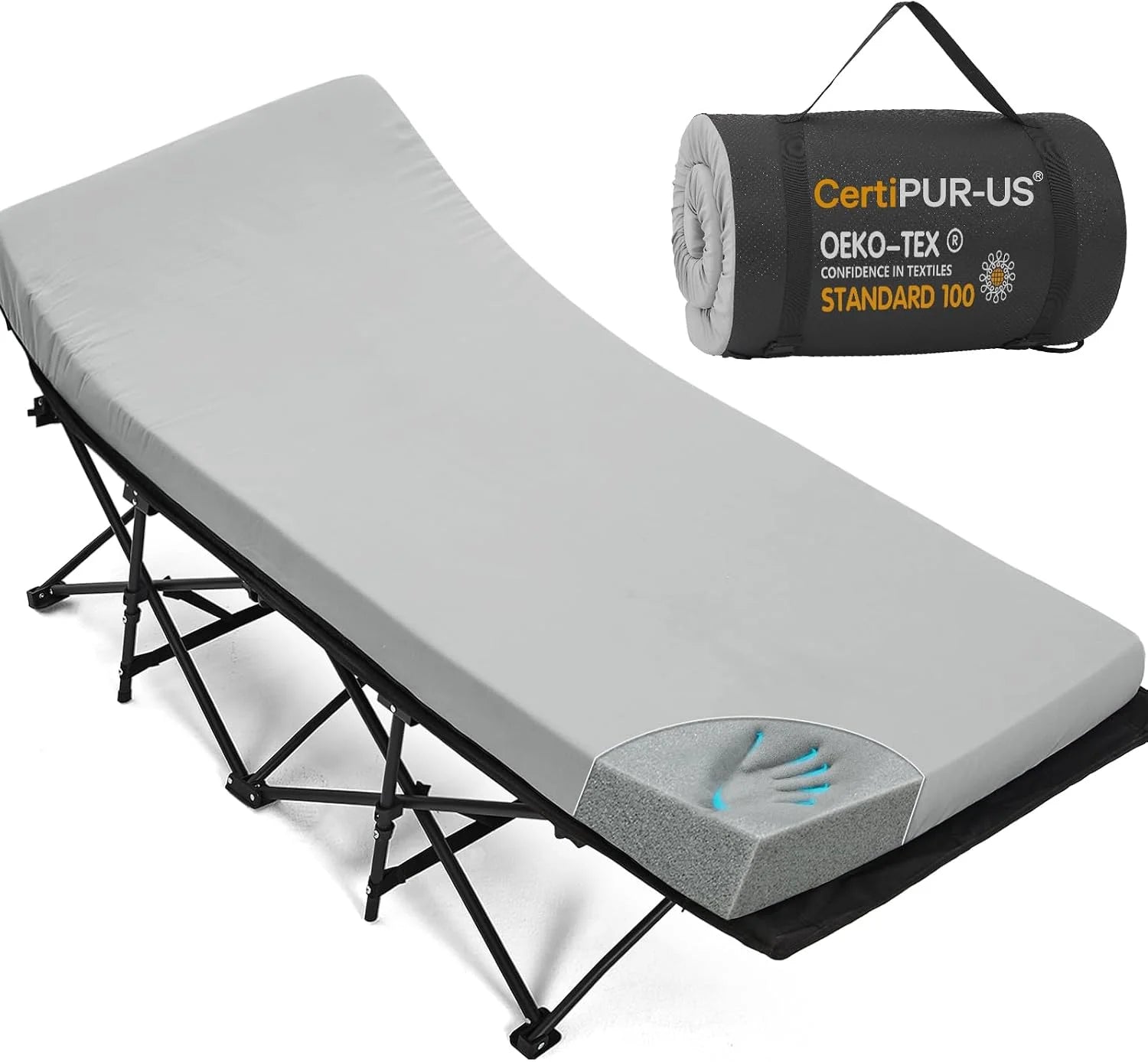 Discount CYMULA Camping Cot Pad 2 Inch Memory Foam, Camping Pad for Folding Cot and Foldable Cot, Portable Roll Up Camp Gear - Image 7