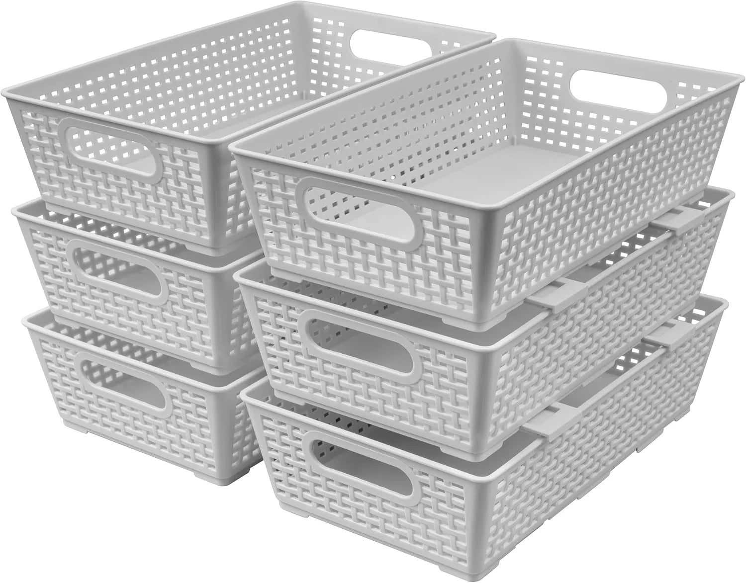 Discount Woven Plastic Basket, Storage Bins for Cabinet, Closet, Shelf