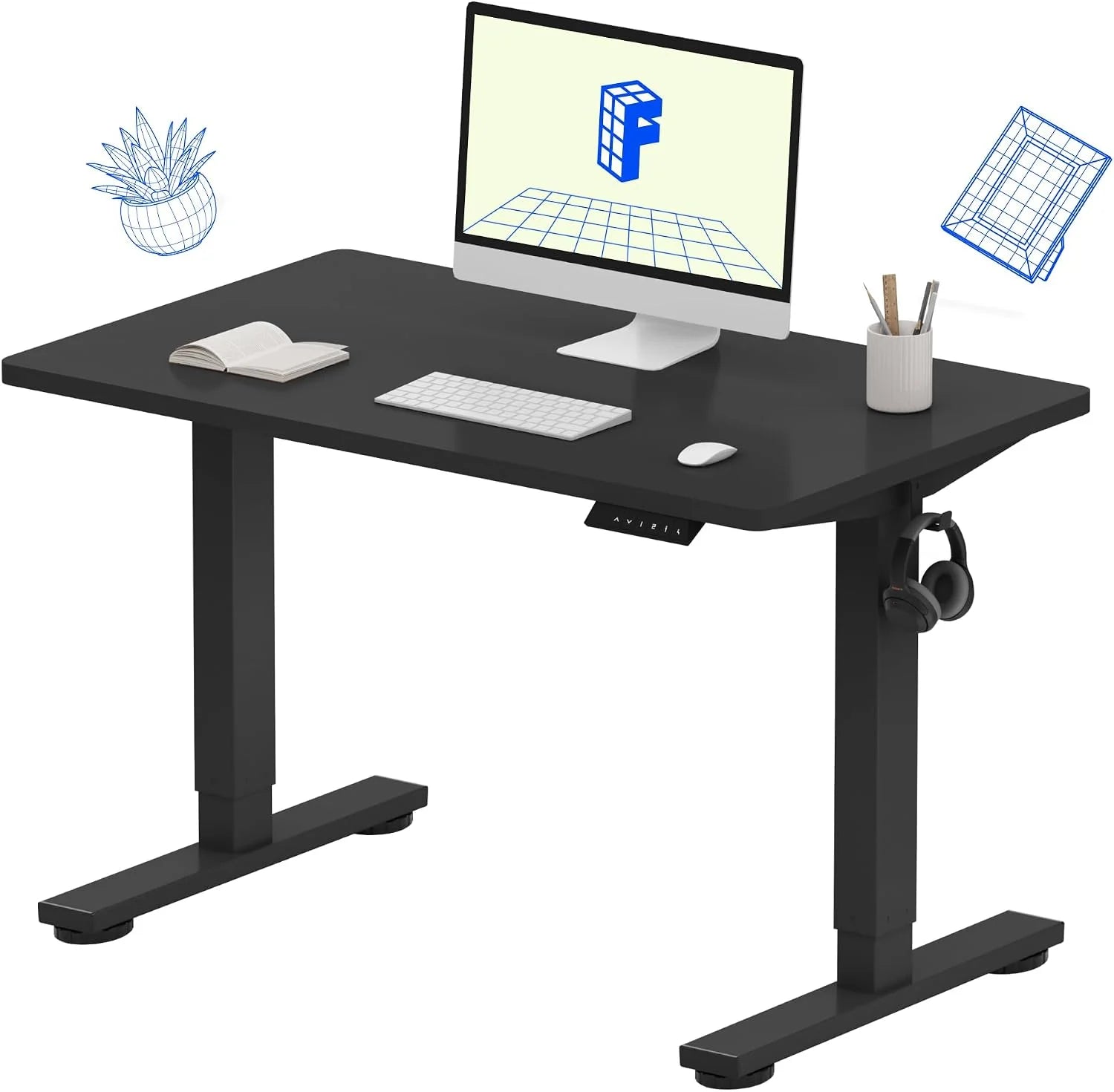 Lumi Discount FLEXISPOT EN1 One-Piece Standing Desk, Electric Adjustable with 4 Memory Presets, 176 LBS Capacity, 48x24 Black - Image 6