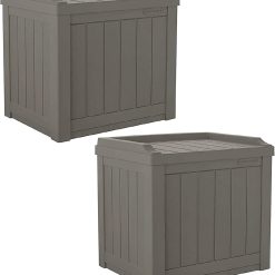 Alternative view of Lumi Discount Outdoor Storage Box " 22 Gallon Stone Gray Resin Outdoor Deck Box with Seat