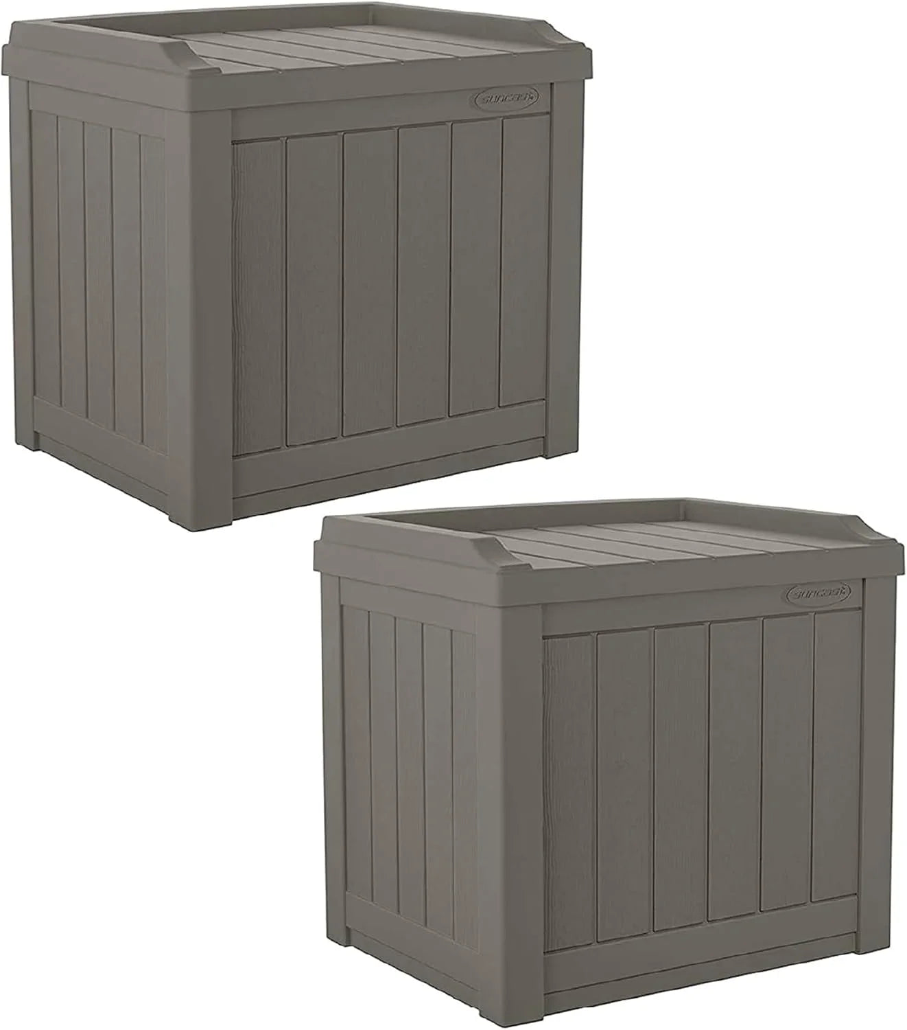 Lumi Discount Outdoor Storage Box " 22 Gallon Stone Gray Resin Outdoor Deck Box with Seat - Image 2