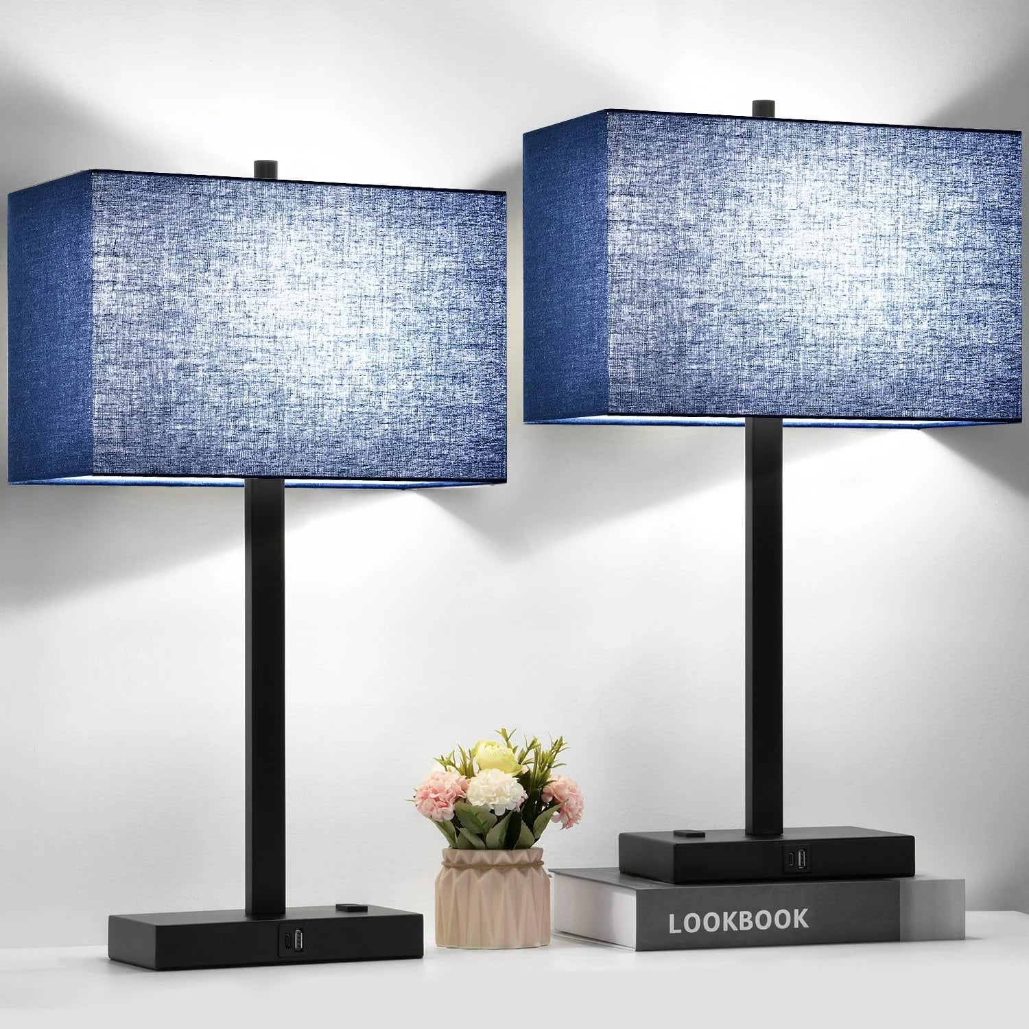 Discount Touch Bedside lamps with 2 USB & AC Outlets, Dimmable, Bulb Included - Image 11