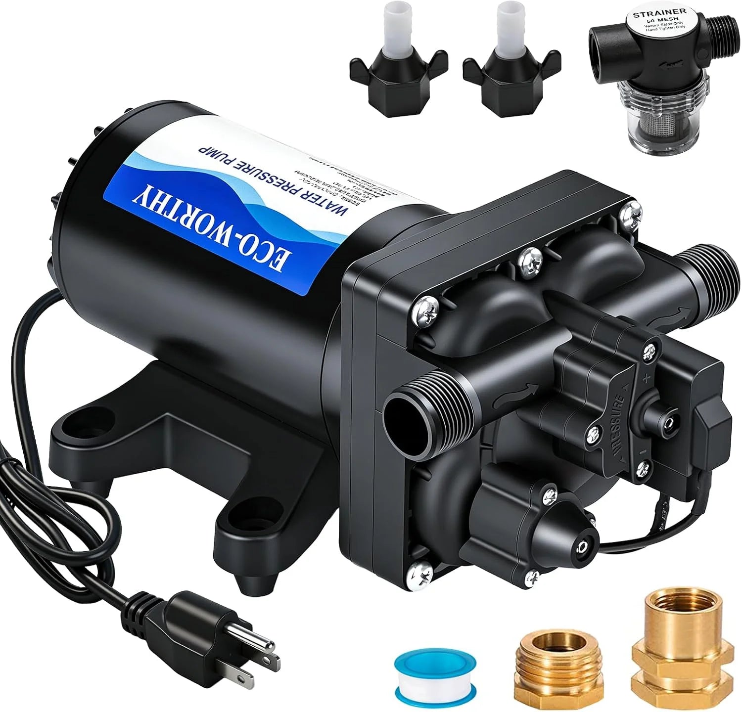 Lumi Discount 33-Series Industrial Water Pressure Pump 110V AC 4.0GPM 50PSI RV Fresh Water Diaphragm Pump include Garden