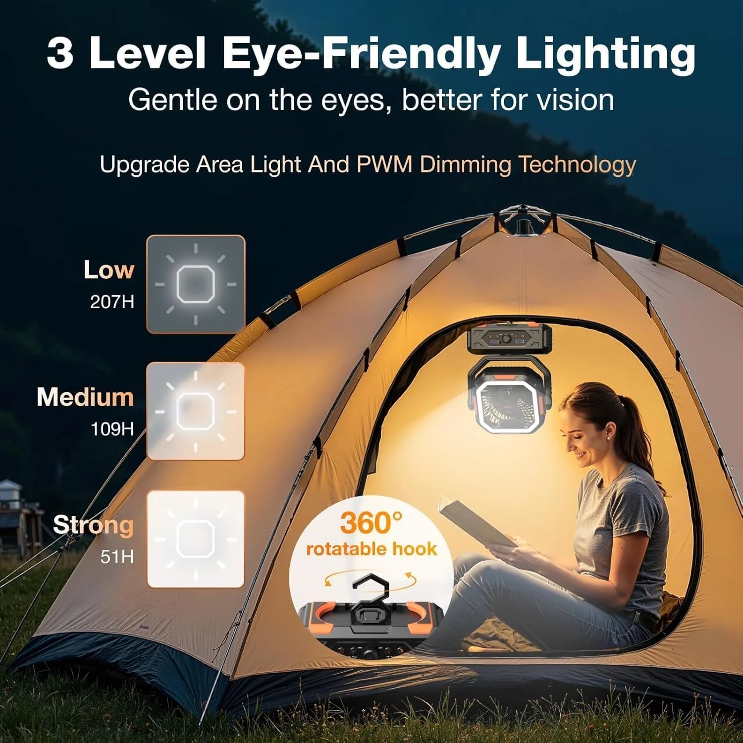 Lumi Discount OGERY Portable Fan Rechargeable, 30000mAh Camping Fan for Tent, RV & Outdoor with Up to 322H Runtime - Image 9