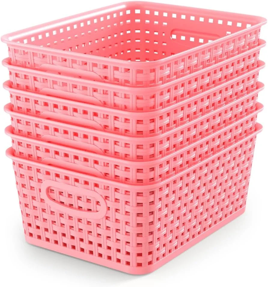 Discount Organizer Baskets, Grey 6-Pack Plastic Woven Baskets, 10.1 x 7.55 x 4.1 - Image 7