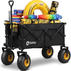 Alternative view of Discount Sekey Heavy Duty Beach Wagon with 9 Big Sand-Proof Wheels " 600lb Capacity, 200L Oversized Foldable Cart