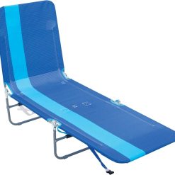 Lumi Discount Beach Portable Lay Flat Folding Backpack Beach Lounge Chair with Backpack Straps and Storage Pouch, Blue and Red