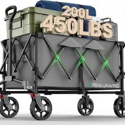 Lumi Discount Foldable Carts, Collapsible Wagon with Wheels, 450LBS Heavy Duty Beach Wagon Cart