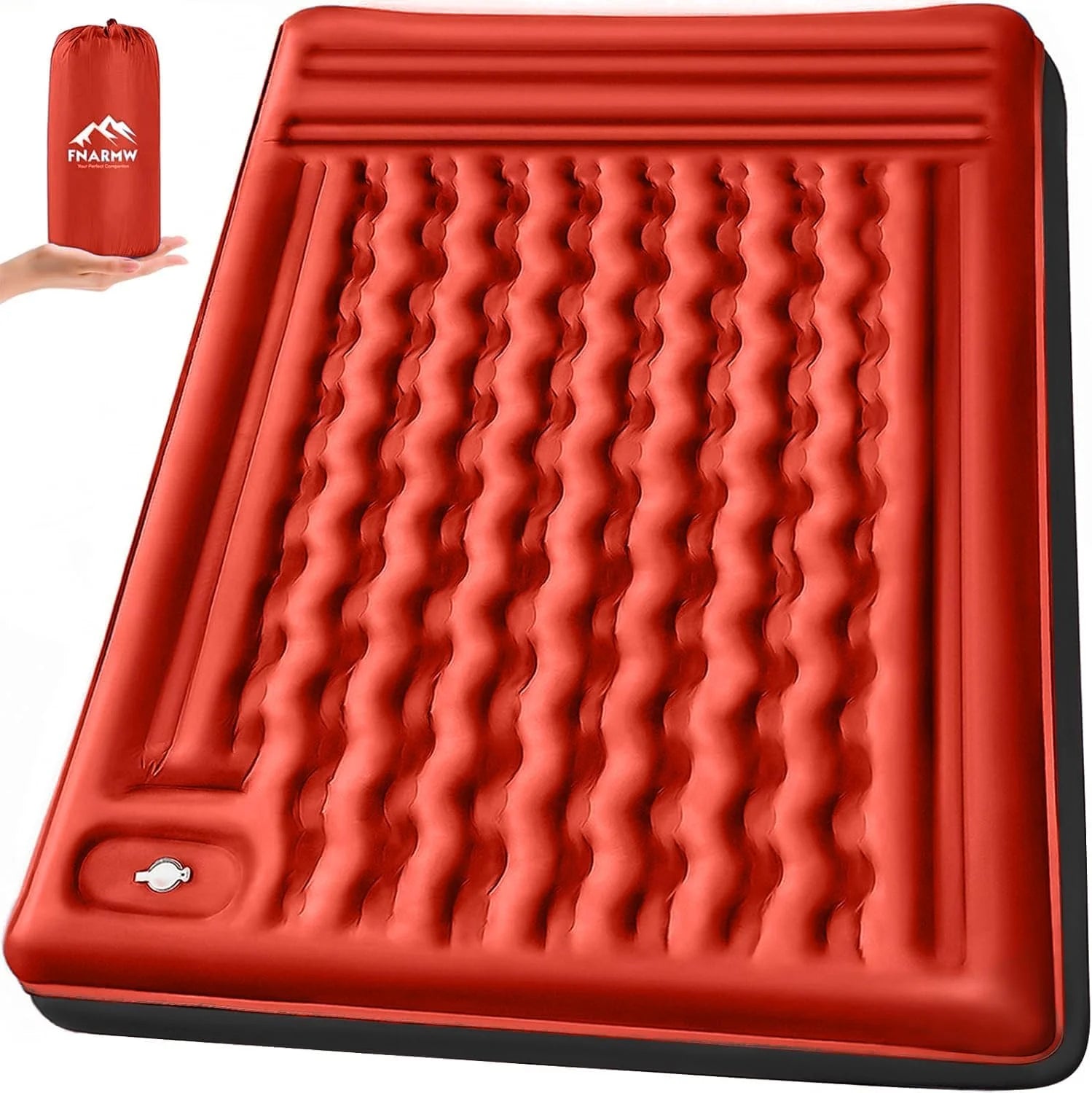 Lumi Discount Double Sleeping Pad Camping, Self Inflating 6" Extra-Thick 2 Person Pillow Built-in Foot Pump Waterproof - Image 3