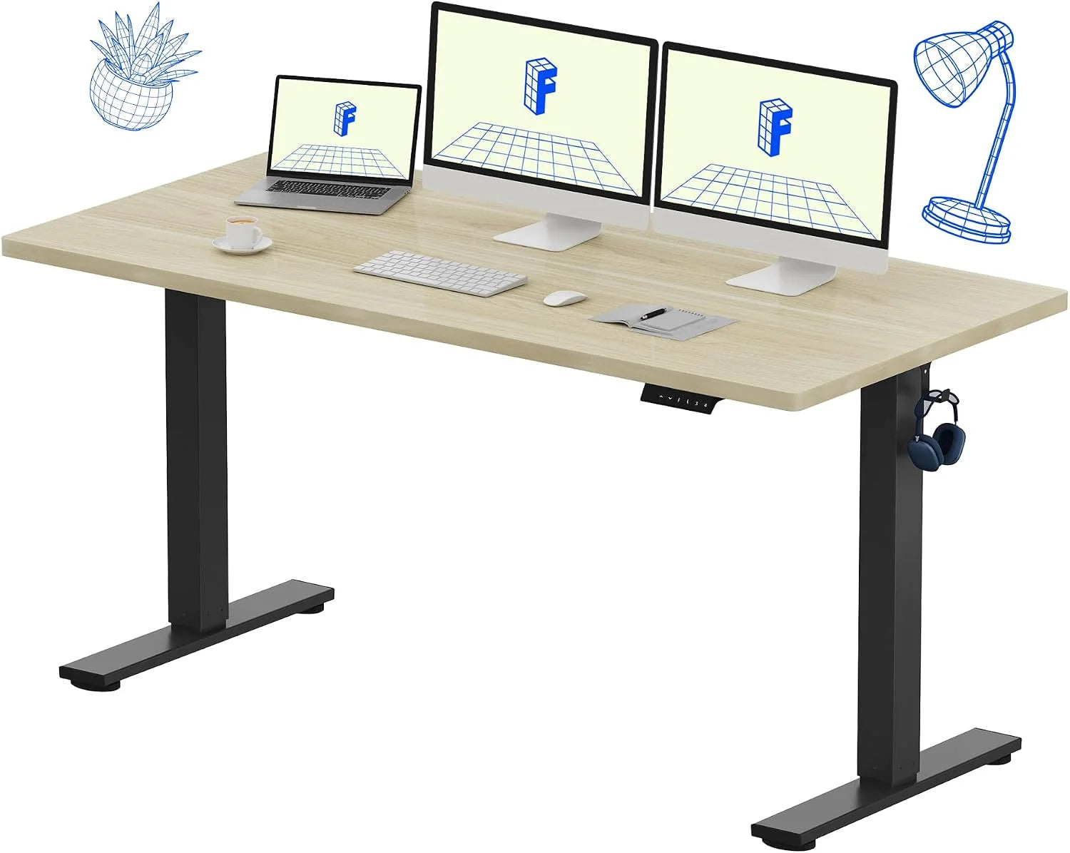 Lumi Discount FLEXISPOT EN1 One-Piece Standing Desk, Electric Adjustable with 4 Memory Presets, 176 LBS Capacity, 48x24 Black - Image 13