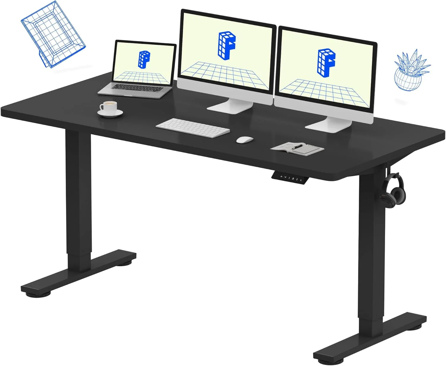 Lumi Discount FLEXISPOT EN1 One-Piece Standing Desk, Electric Adjustable with 4 Memory Presets, 176 LBS Capacity, 48x24 Black - Image 12