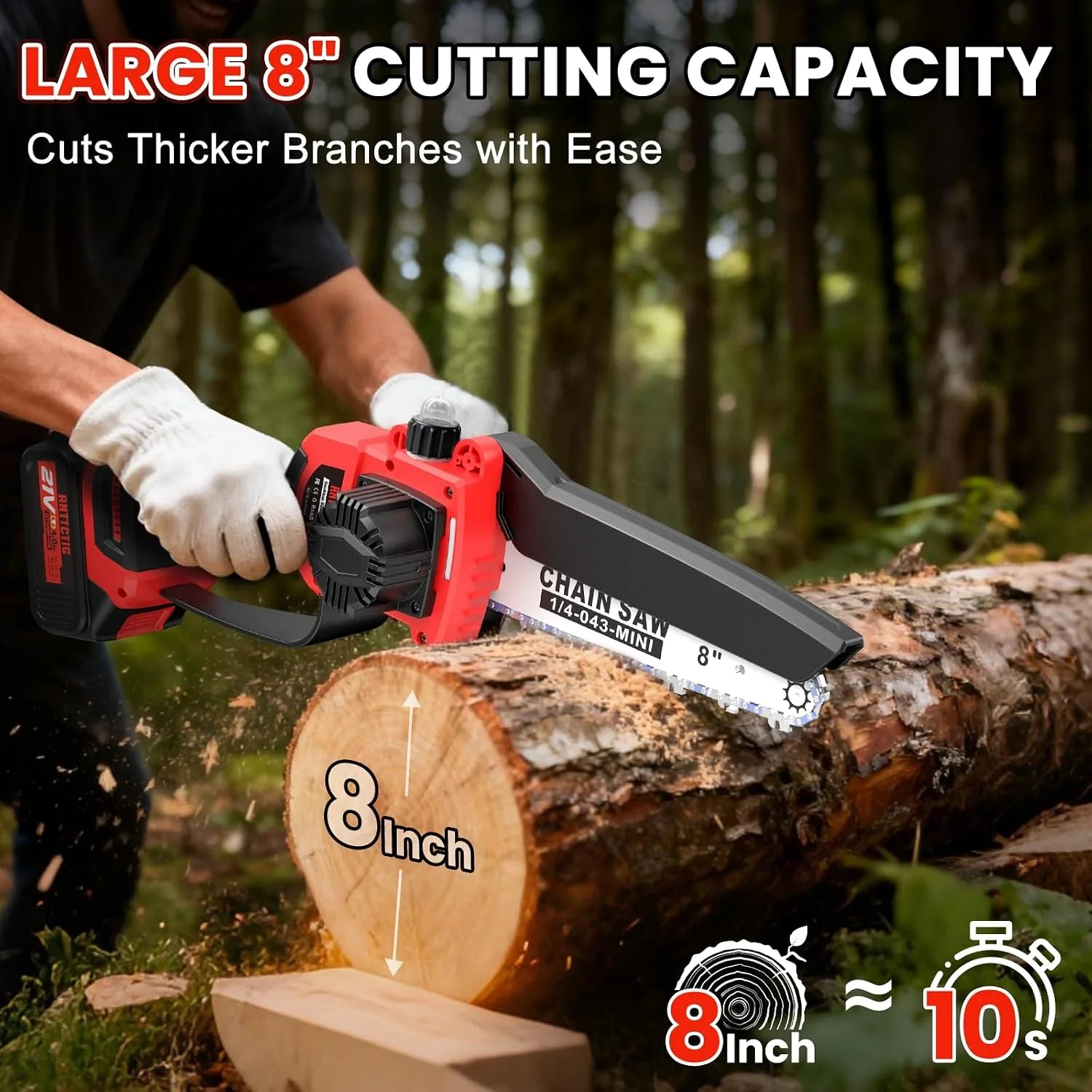 Lumi Discount Cordless Pole Saw, 8 Inch Mini Chainsaw, 6.6-Ft Electric Pole Saws - Image 3