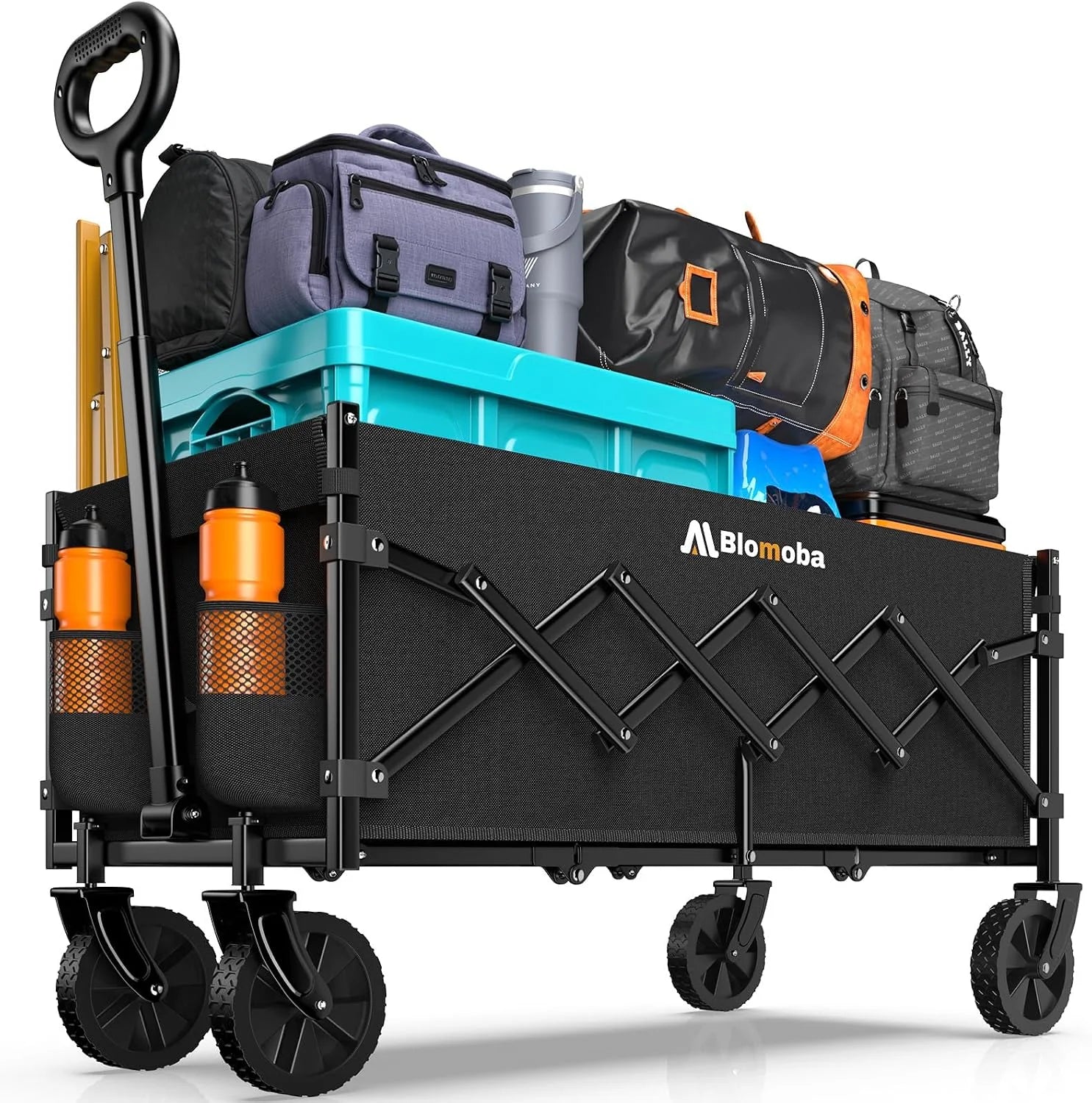 Lumi Discount Blomoba 35 Extra Long Folding Wagon with Adjustable Handle & Wheels, Black - Image 2