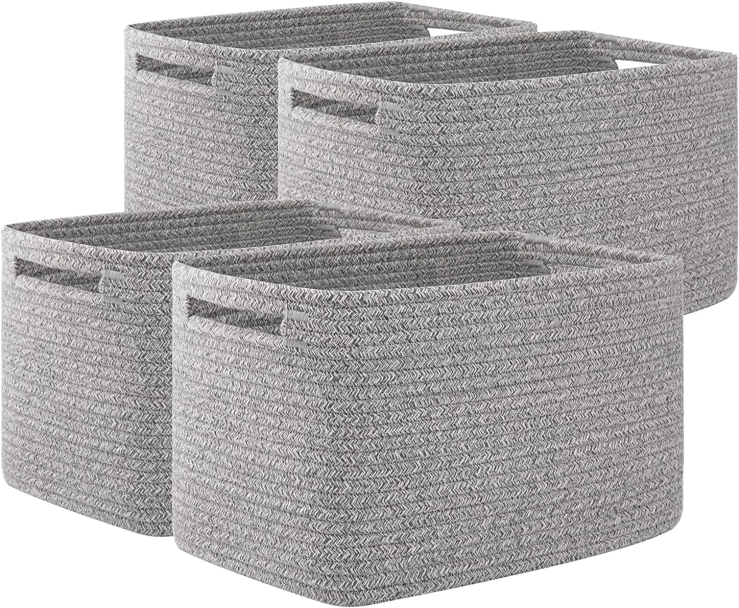 Discount 4 Pack Storage Baskets for Organizing, Cube Storage Bins for Shelves, Rectangle Storage Baskets With Handles - Image 9