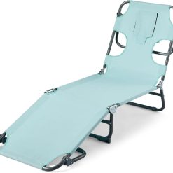 Lumi Discount Outdoor Lounge Tanning Chair, Foldable Chaise with Multi-Angle Backrest, Portable with Carry Strap, 1-Pack