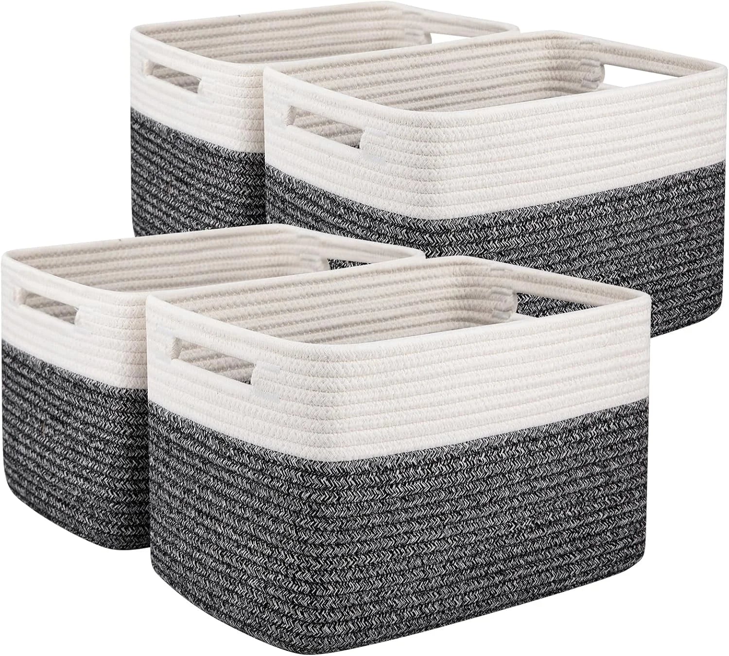Discount 4 Pack Storage Basket, 13x9x7.8 Cotton Rope Baskets for Shelves, Closet Organizer for Bedroom & Living Room, Soft - Image 2
