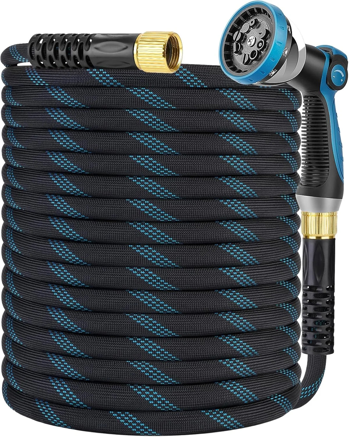 Lumi Discount KETTOYA Non-Expanding Garden Hose 100 ft, Kink Free Flexible Water Hose with 10-Pattern Spray Nozzle