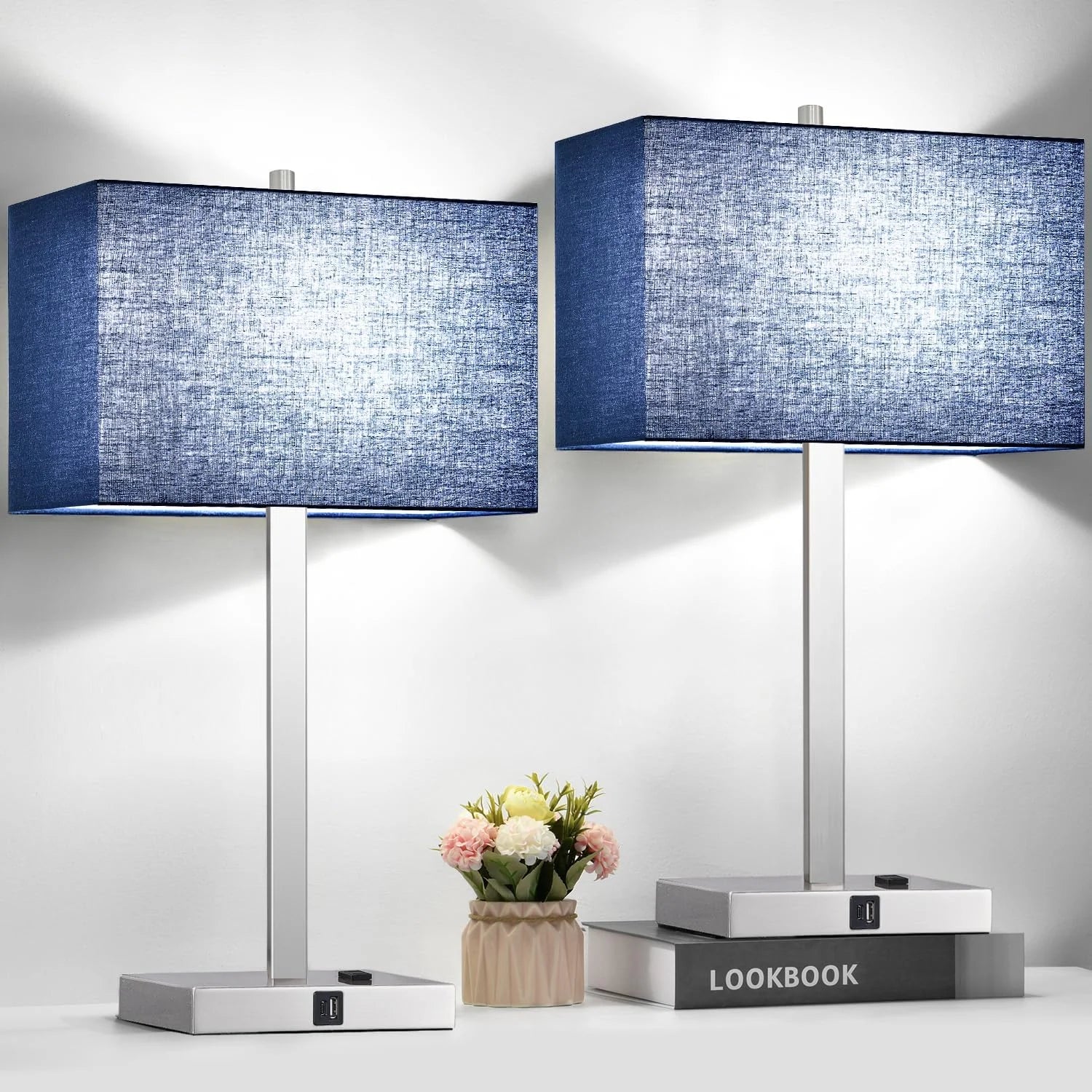 Discount Touch Bedside lamps with 2 USB & AC Outlets, Dimmable, Bulb Included - Image 10