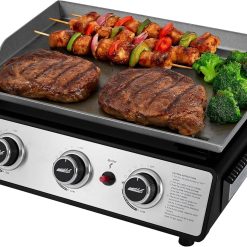 Discount Royal Gourmet PD1301S Portable 3-Burner Tabletop Gas Griddle, 25, 500 BTU Cooking Power, 304 Sq. In. Cooking Surface