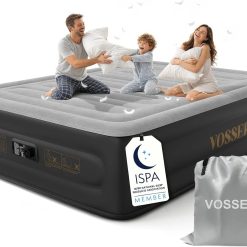 Discount Queen Air Mattress with Built-in Pump, 18" Raised Blow Up Mattress, Flocked Top Inflatable Mattress for Home