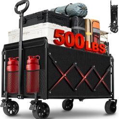 Discount Wagons Carts Foldable, Collapsible Wagon, Foldable Wagon Cart with Wheels, Folding Wagons for Beach Camp Sports Garden
