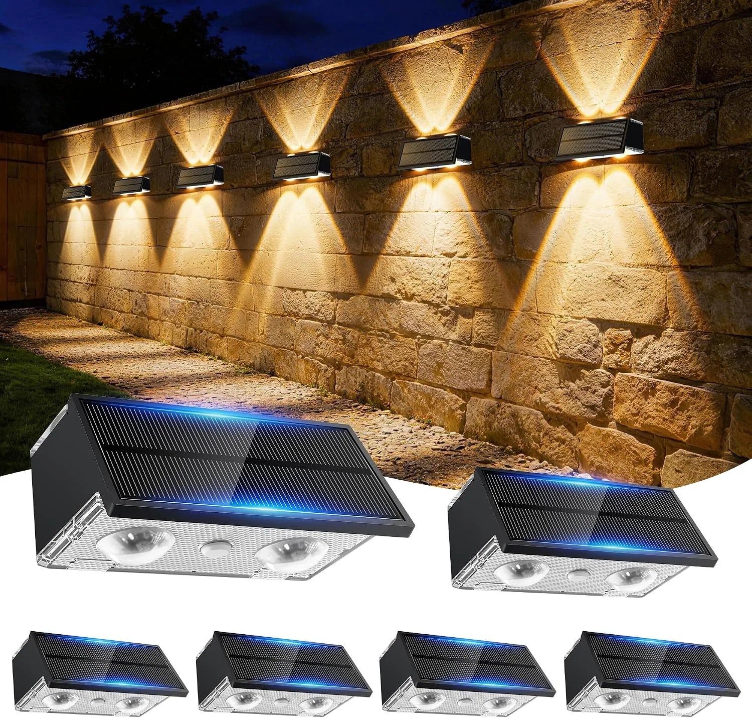 Lumi Discount Toeuie Solar Fence Lights Outdoor, 10 Pack 100LM Fence Lights Solar Powered Waterproof, 9 Color Modes - Image 3