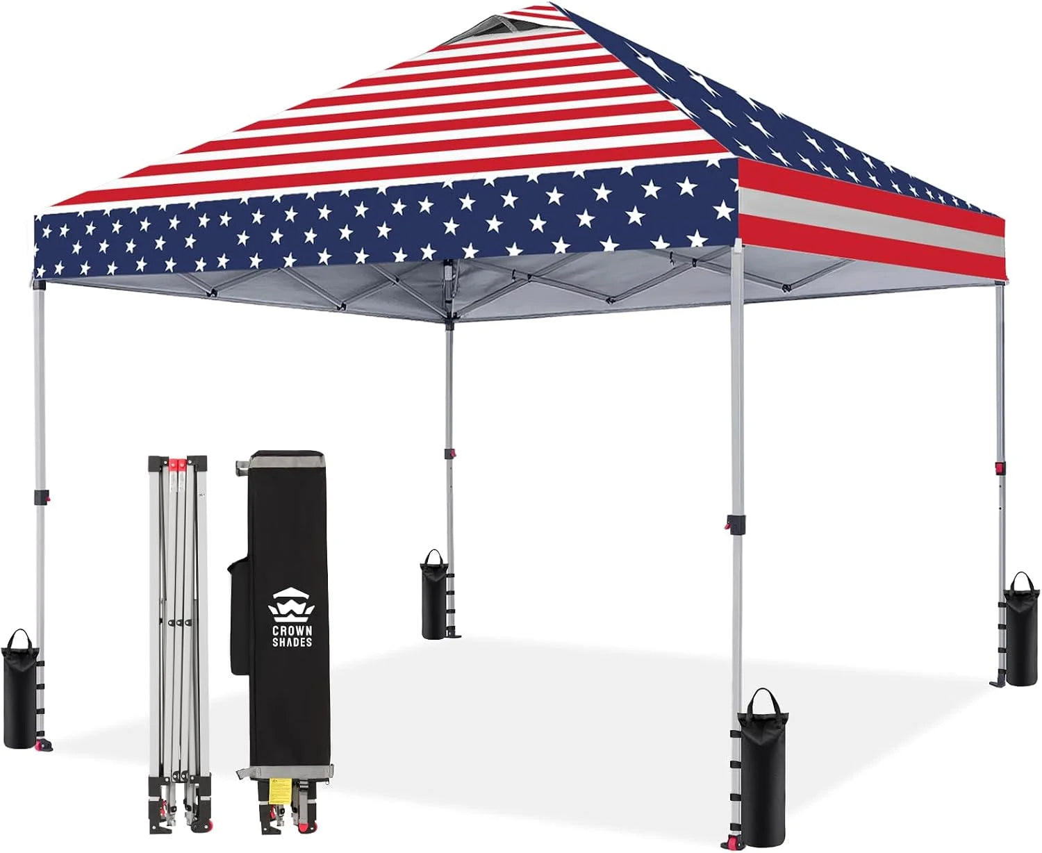 Discount CROWN SHADES 10×10 Pop Up Canopy, Patented CenterLok One Push Tent Canopy, 8 Stakes, 4 Ropes (10×10 - Image 13