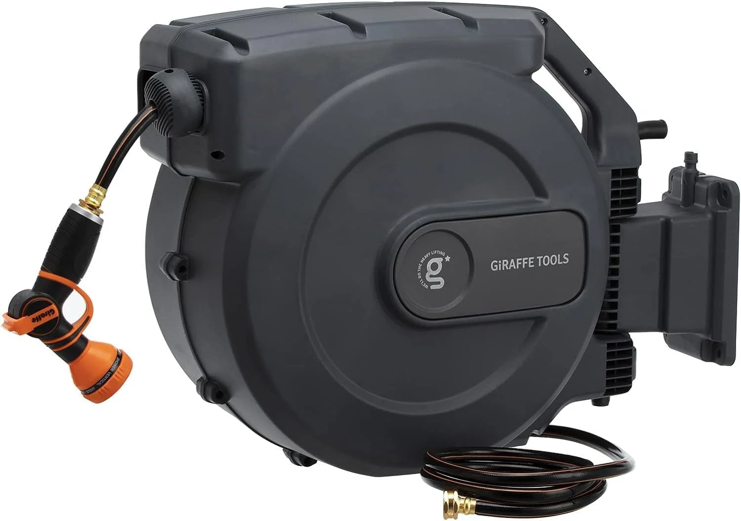Lumi Discount Retractable Garden Hose Reel 1/2 Inch x 130 ft, Super Heavy Duty, Wall Mounted and 180 Deg Swivel Bracket - Image 2