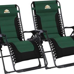 Lumi Discount Oversized Padded Zero Gravity Lounge Chair, Foldable Patio Anti Gravity Reclining Chairs Folding Lawn Recliner