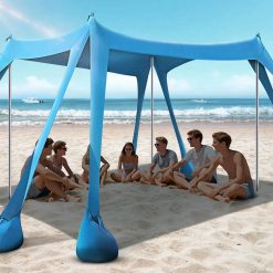 Lumi Discount Beach Tent, Beach Canopy UPF50+ UV Protection, 10x10ft Beach Shade Sun Shelter with 8 Sandbags