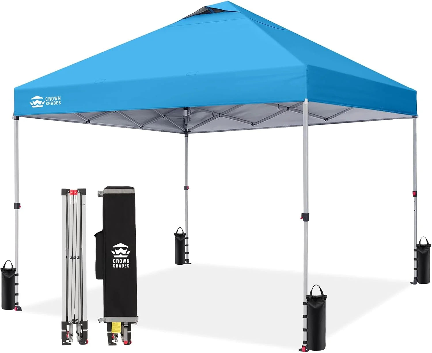 Discount CROWN SHADES 10×10 Pop Up Canopy, Patented CenterLok One Push Tent Canopy, 8 Stakes, 4 Ropes (10×10 - Image 12