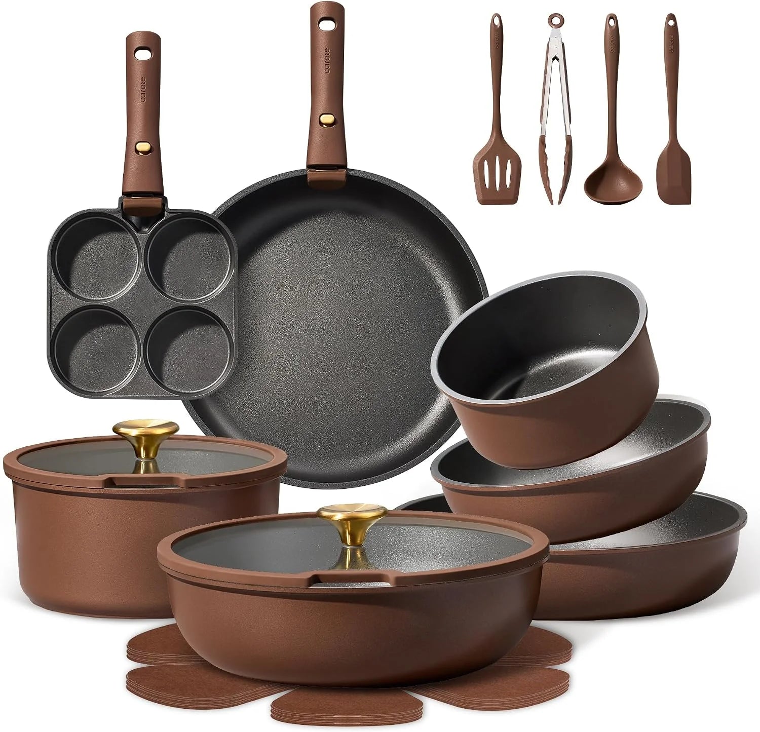 Lumi Discount CAROTE 21pcs Pots and Pans Set, Nonstick Cookware Set Detachable Handle