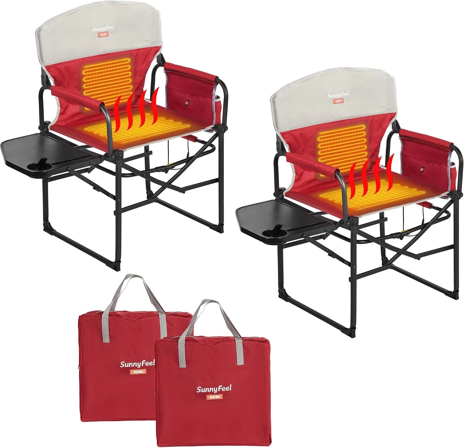 Lumi Discount SUNNYFEEL Camping Directors Chair, Heavy Duty, Oversized Portable Folding Chair with Side Table - Image 22