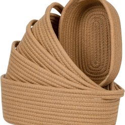 Discount Storage Basket Cotton Rope Organizer Baskets for Shelves, Set of 5 Decorative Closet Storage Bins