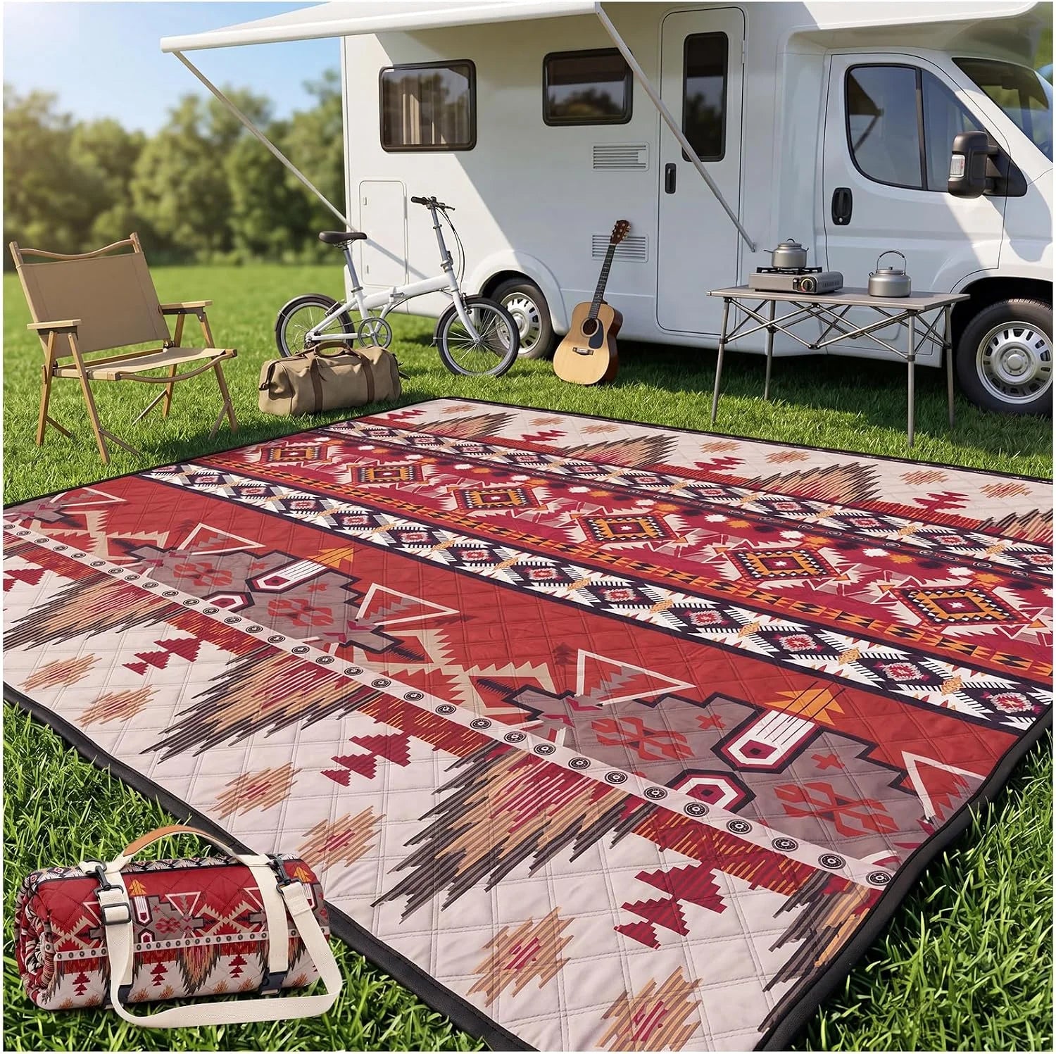 Discount Waterproof Picnic Blanket Beach Outdoor Camping Mat Rug Extra Large Foldable Cute Big Travel Essential Accessories Gift Park Patio Lawn - Image 3