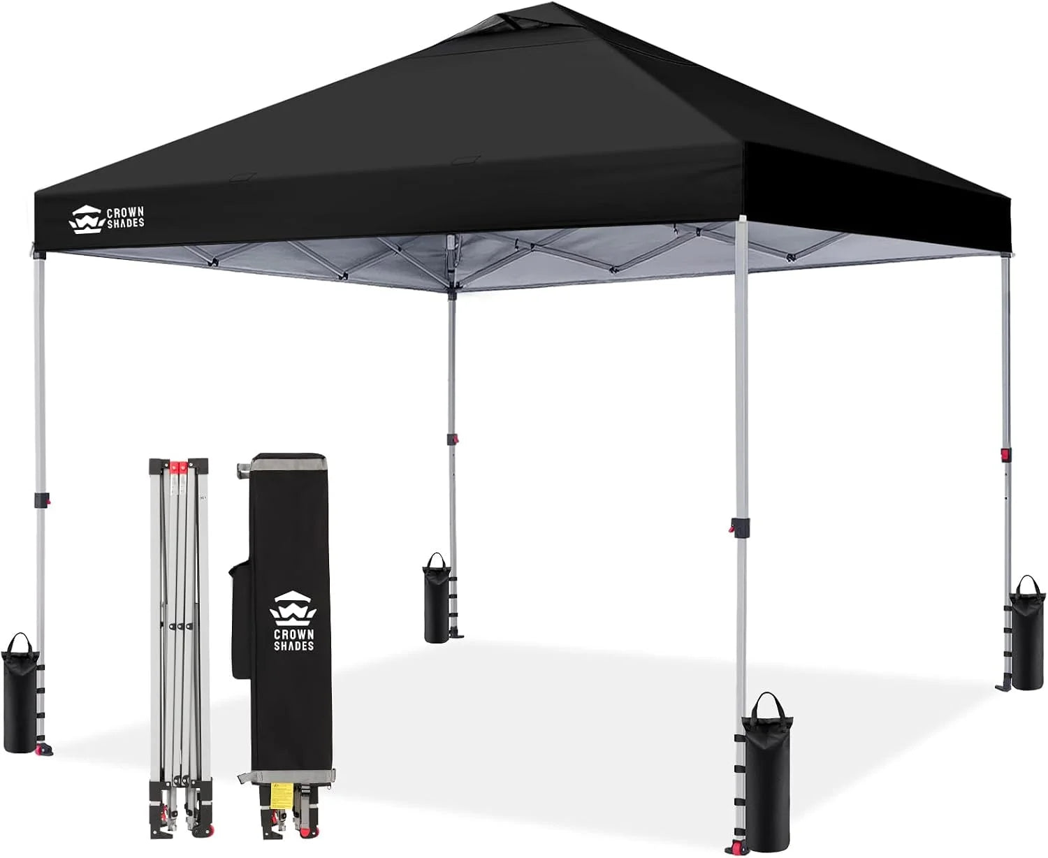 Discount CROWN SHADES 10×10 Pop Up Canopy, Patented CenterLok One Push Tent Canopy, 8 Stakes, 4 Ropes (10×10 - Image 3
