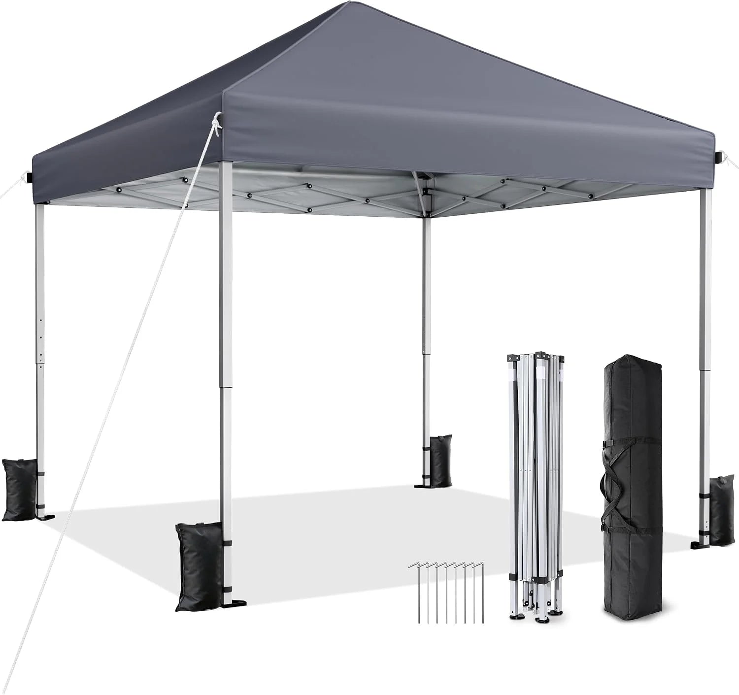 Discount Vinabilia 10x10 Pop Up Canopy Tent with One-Push Center Lock,White - Image 4