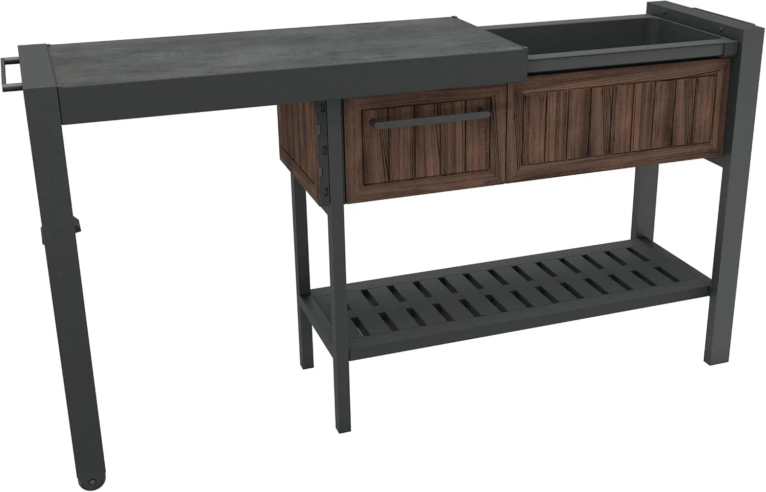 Lumi Discount Keter Unity XL Outdoor Entertainment Cart with Wood鈥慙ook Finish, 78鈥慓allon Patio Storage Cabinet, Food Prep Station - Image 4