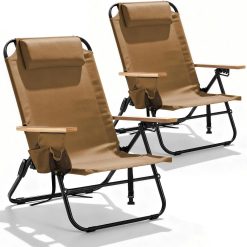 Alternative view of Lumi Discount Canpsky 2 Pack Premium 5-Position Reclining Camping Chair, Portable Folding Lightweight Outdoor Chair with Wooden