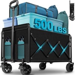 Alternative view of Lumi Discount Collapsible Wagon Cart with Wheels Foldable, 360 Lbs Heavy Duty Folding Utility Wagon