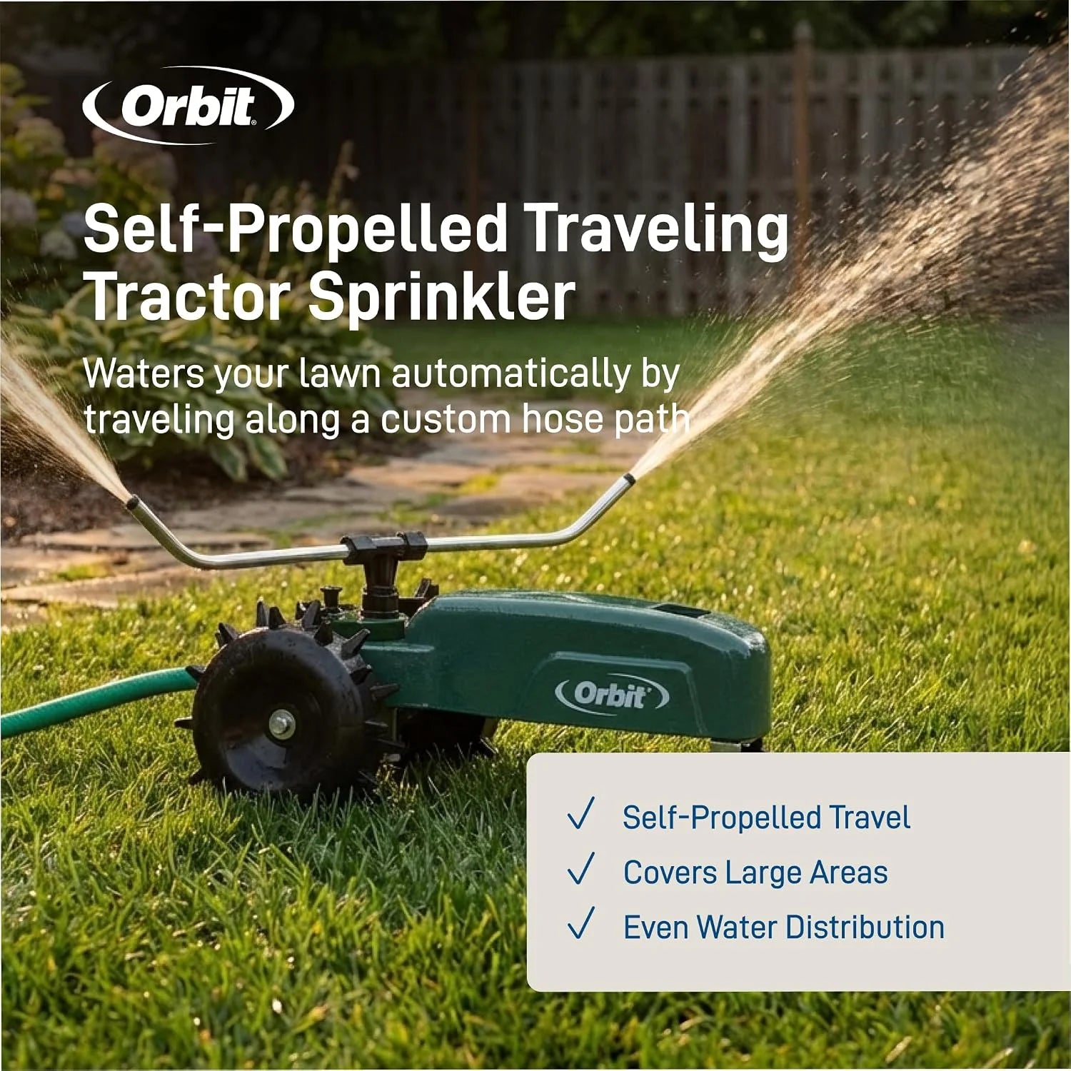 Lumi Discount Orbit Traveling Tractor Water Sprinkler, Self-Propelled Traveling Sprinkler for Wide Lawn Coverage - Image 3