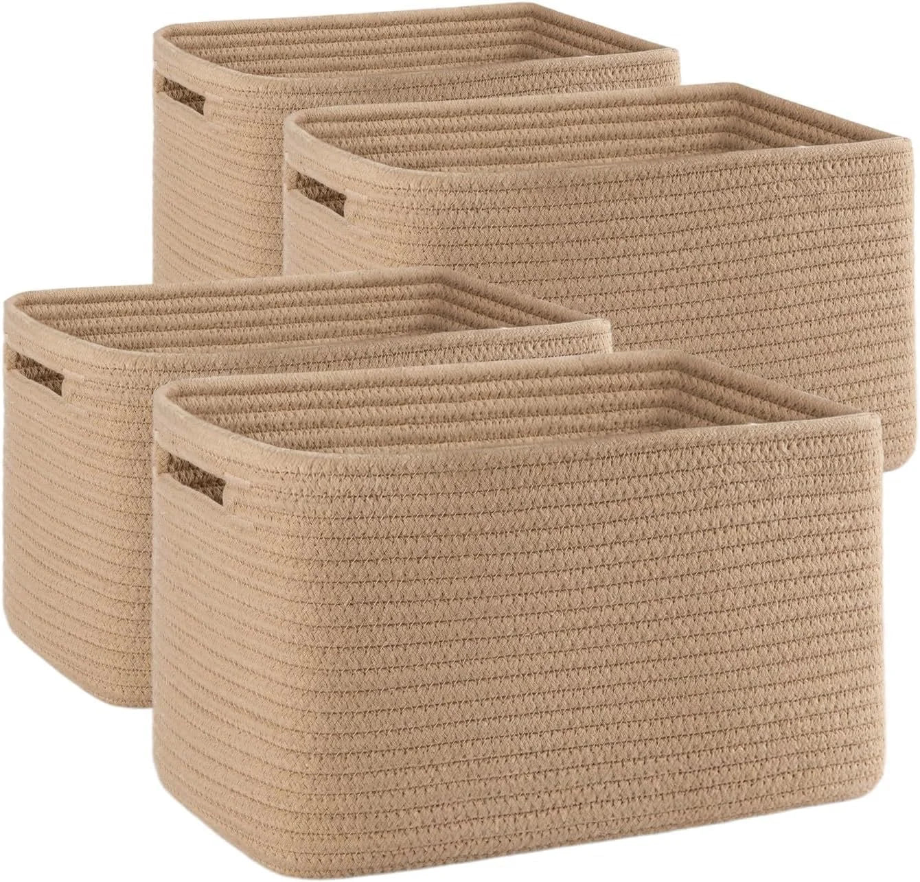 Discount 4 Pack Storage Baskets for Organizing, Cube Storage Bins for Shelves, Rectangle Storage Baskets With Handles - Image 12