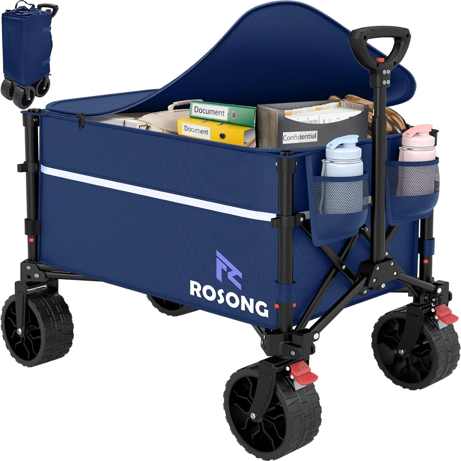 Lumi Discount Collapsible Wagon Cart with Wheels Foldable – Folding Utility Heavy Duty Wagons Carts for Grocery Sports Garden Shopping Camping - Image 10
