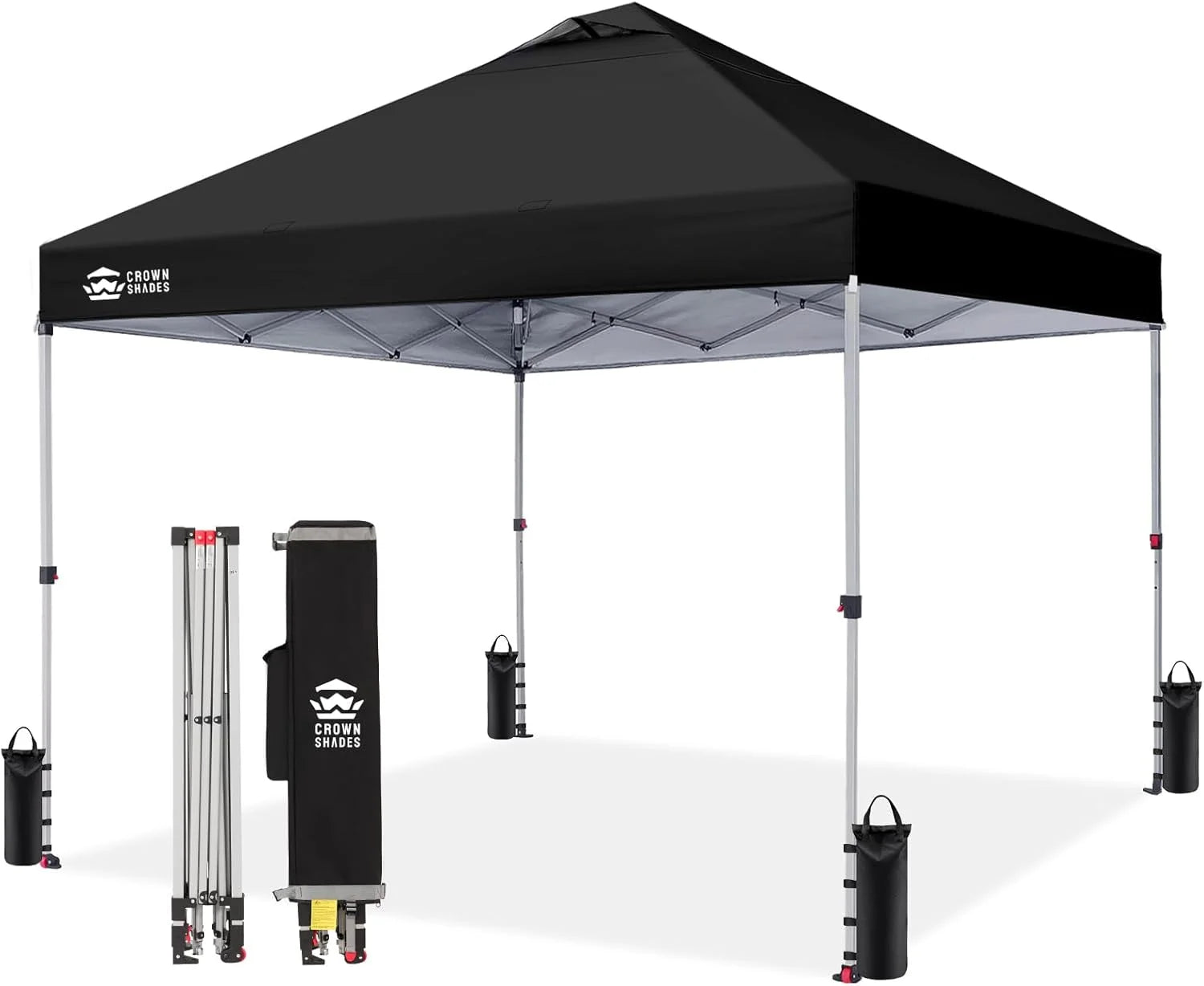 Discount CROWN SHADES 10×10 Pop Up Canopy, Patented CenterLok One Push Tent Canopy, 8 Stakes, 4 Ropes (10×10 - Image 7