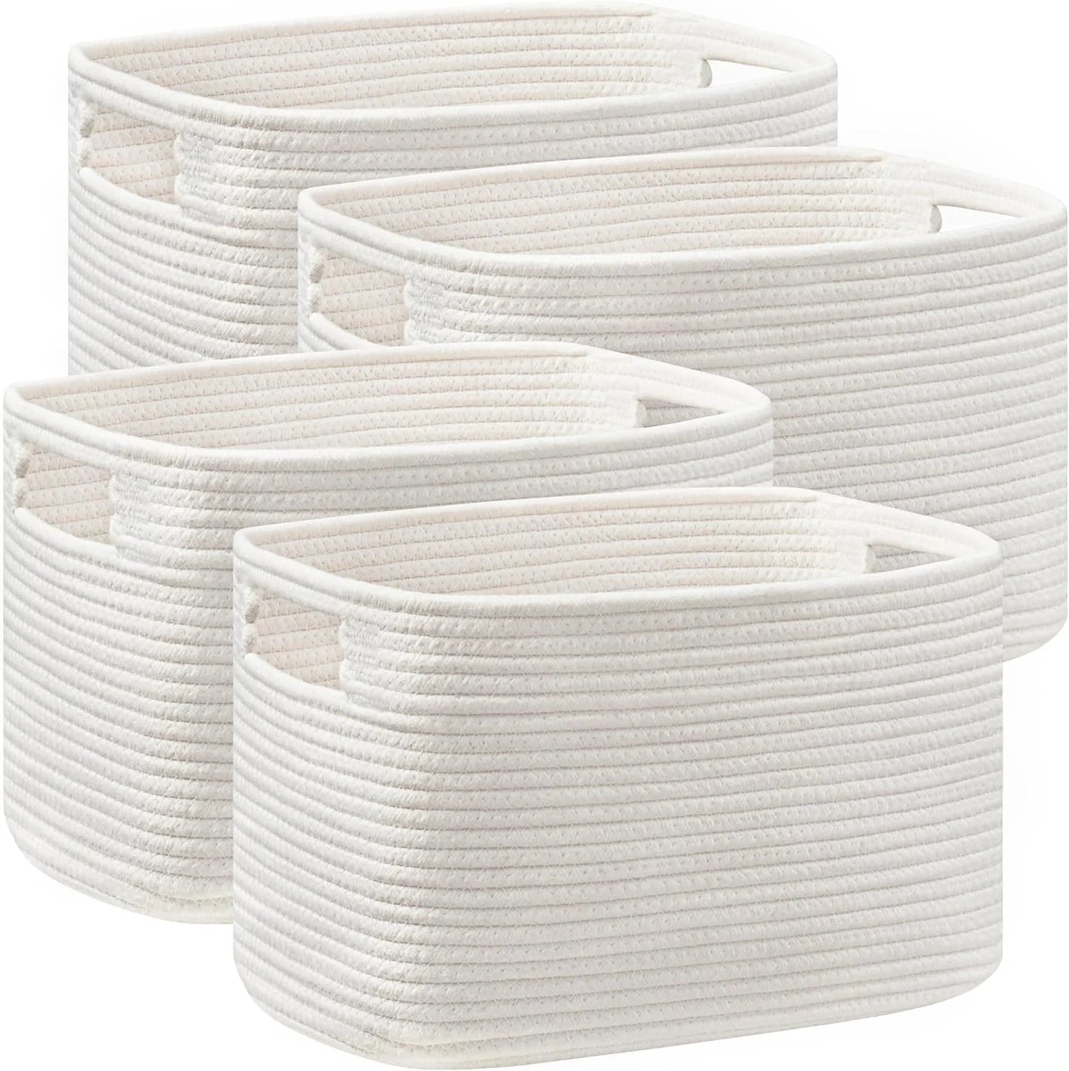 Discount 2 Pack Storage Baskets for Organizing, Large Woven Storage Basket, White&Brown - Image 4