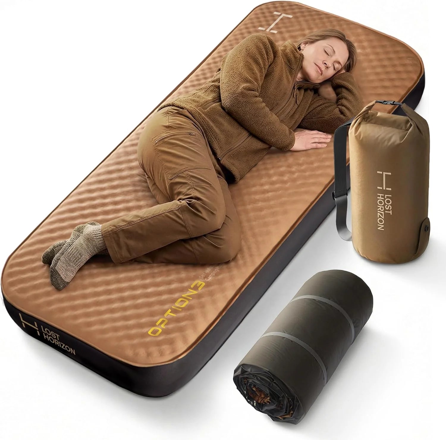 Lumi Discount Lost Horizon Air & Foam Camping Mattress, Self-Inflating Sleeping Pad, 4.5 Thick, with Pump Sack, R13 Insulation - Image 3