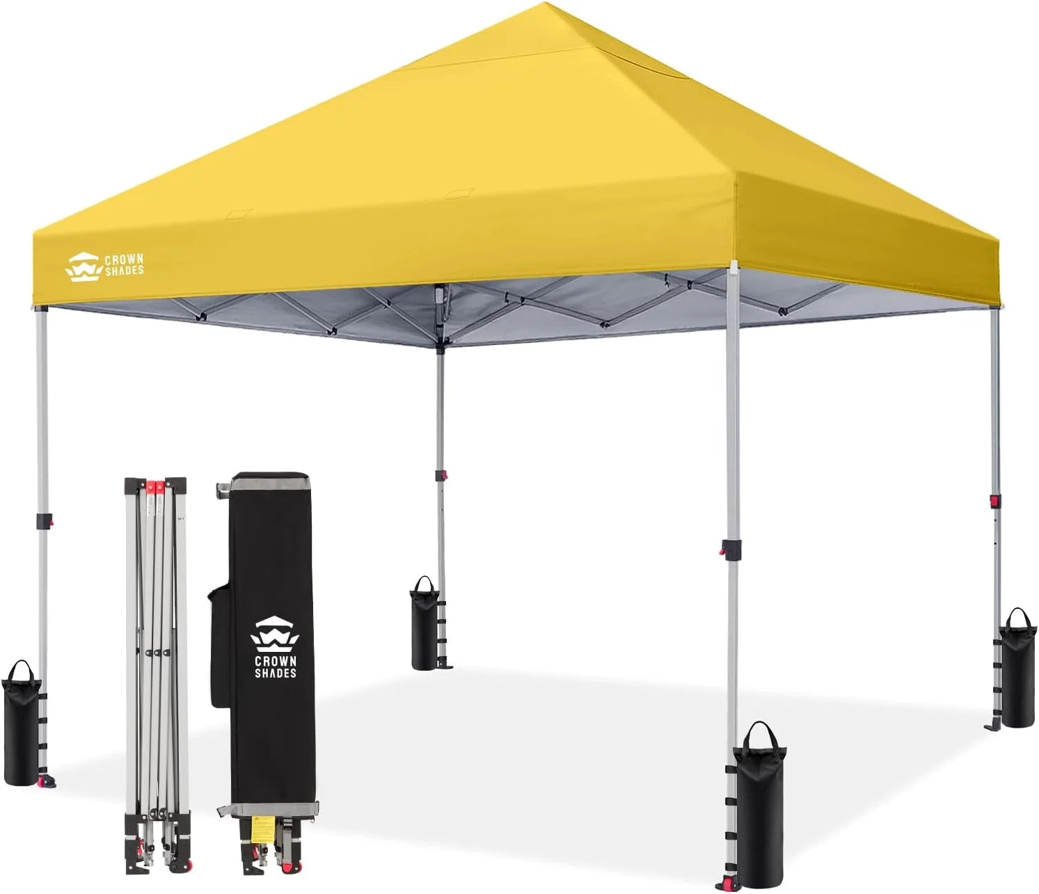 Discount CROWN SHADES 10×10 Pop Up Canopy, Patented CenterLok One Push Tent Canopy, 8 Stakes, 4 Ropes (10×10 - Image 6