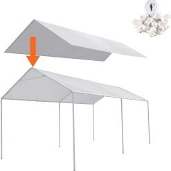 Alternative view of Discount 10 x 20 Ft Carport Replacement Canopy Cover Garage Top Tent Shelter Tarp with Free 44 Ball Bungee Cords