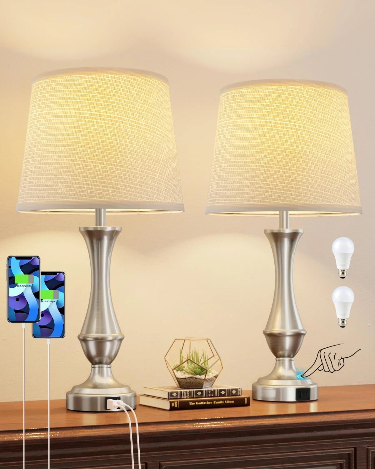 Discount Seealle Touch Lamps for Nightstand, Dimmable, Bulb Included - Image 12
