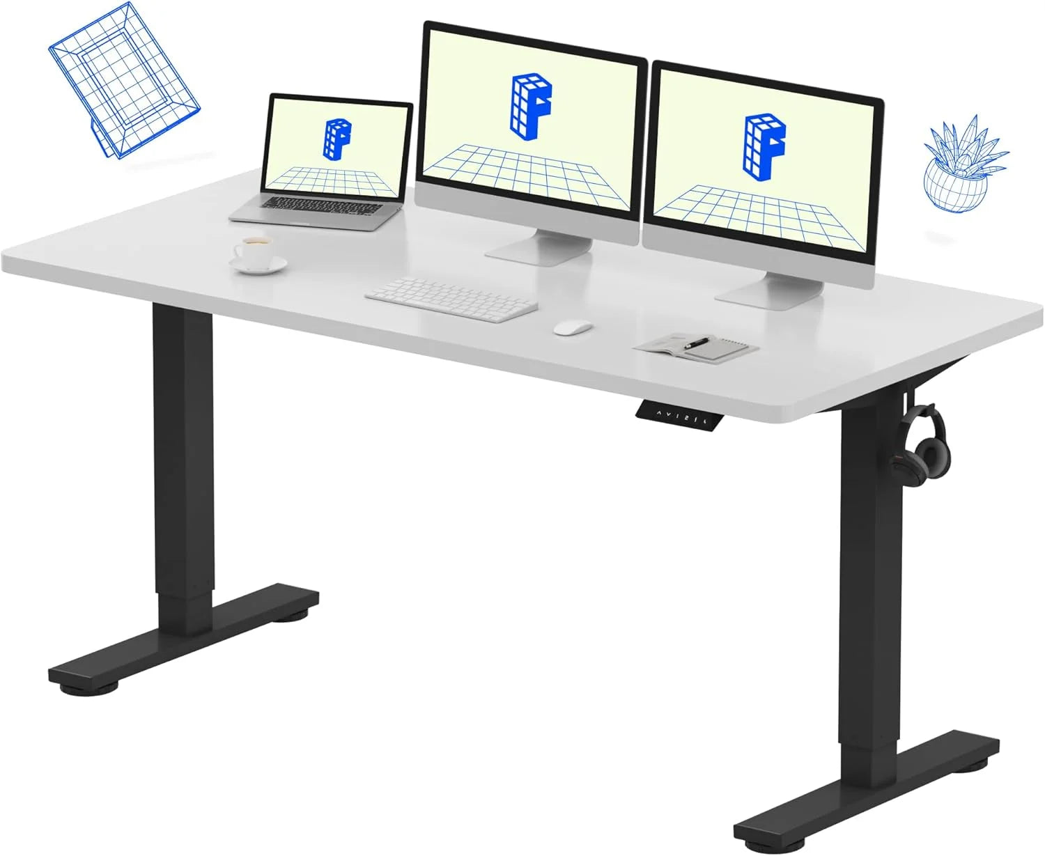 Lumi Discount FLEXISPOT EN1 One-Piece Standing Desk, Electric Adjustable with 4 Memory Presets, 176 LBS Capacity, 48x24 Black - Image 14
